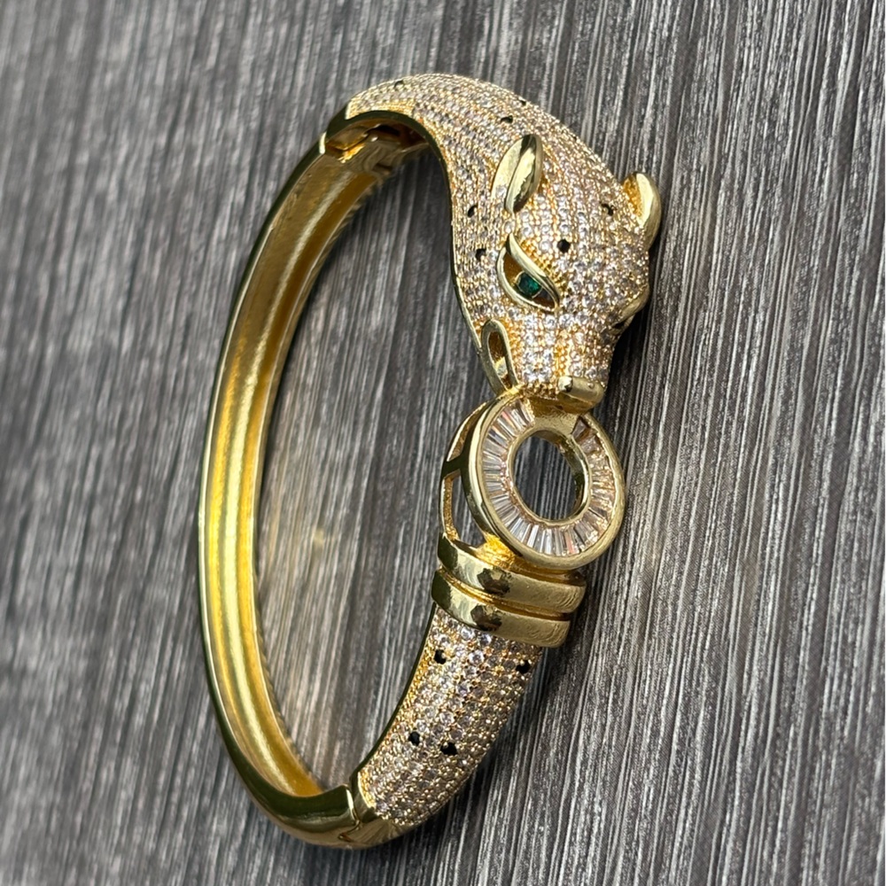 Panther Crystal Hinged Bangle